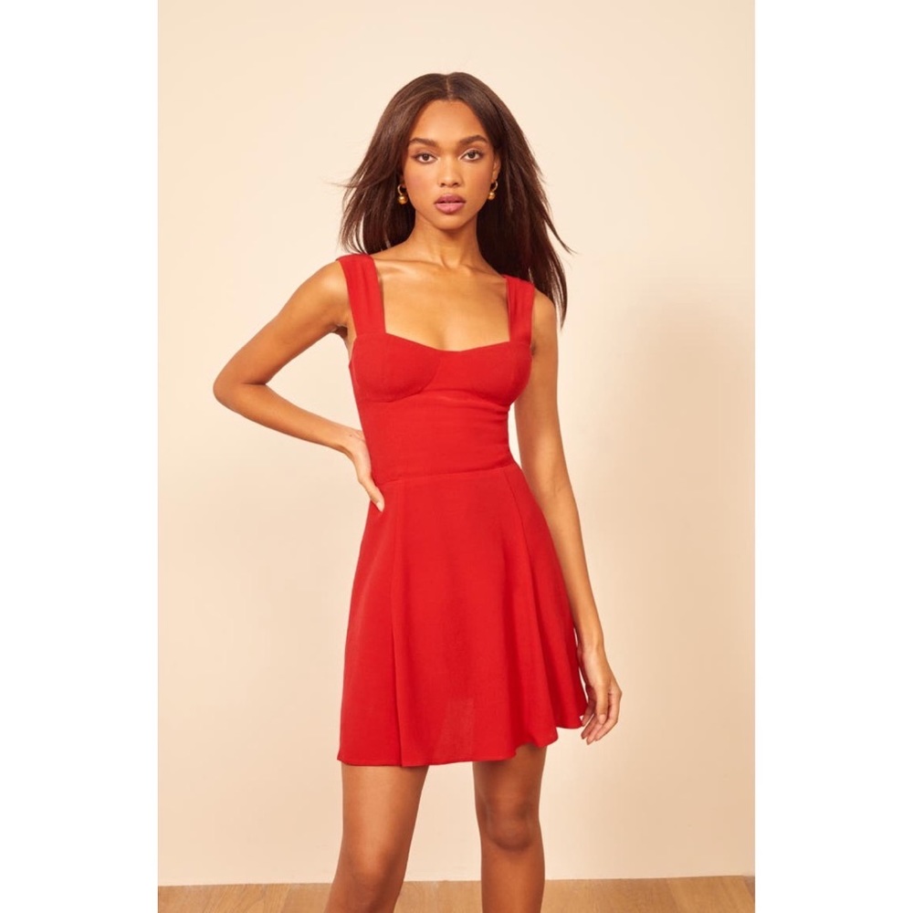 New Reformation Holden Sleeveless Red Minidress